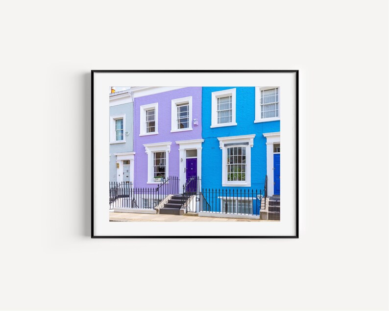 Notting Hill London Photography, European Doorways, Door Poster, Pastel Travel, Girly Wall Decor, Colorful Wall Art for Living Room image 1