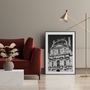 Black and white Louvre Museum Paris Photography Print