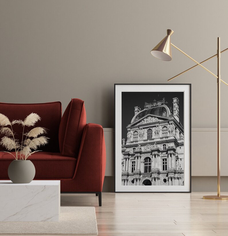Black and white Louvre Museum Paris Photography Print