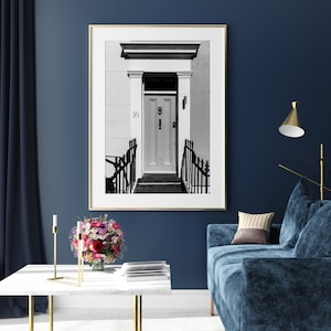 Black and white European doorway Notting Hill London photography print