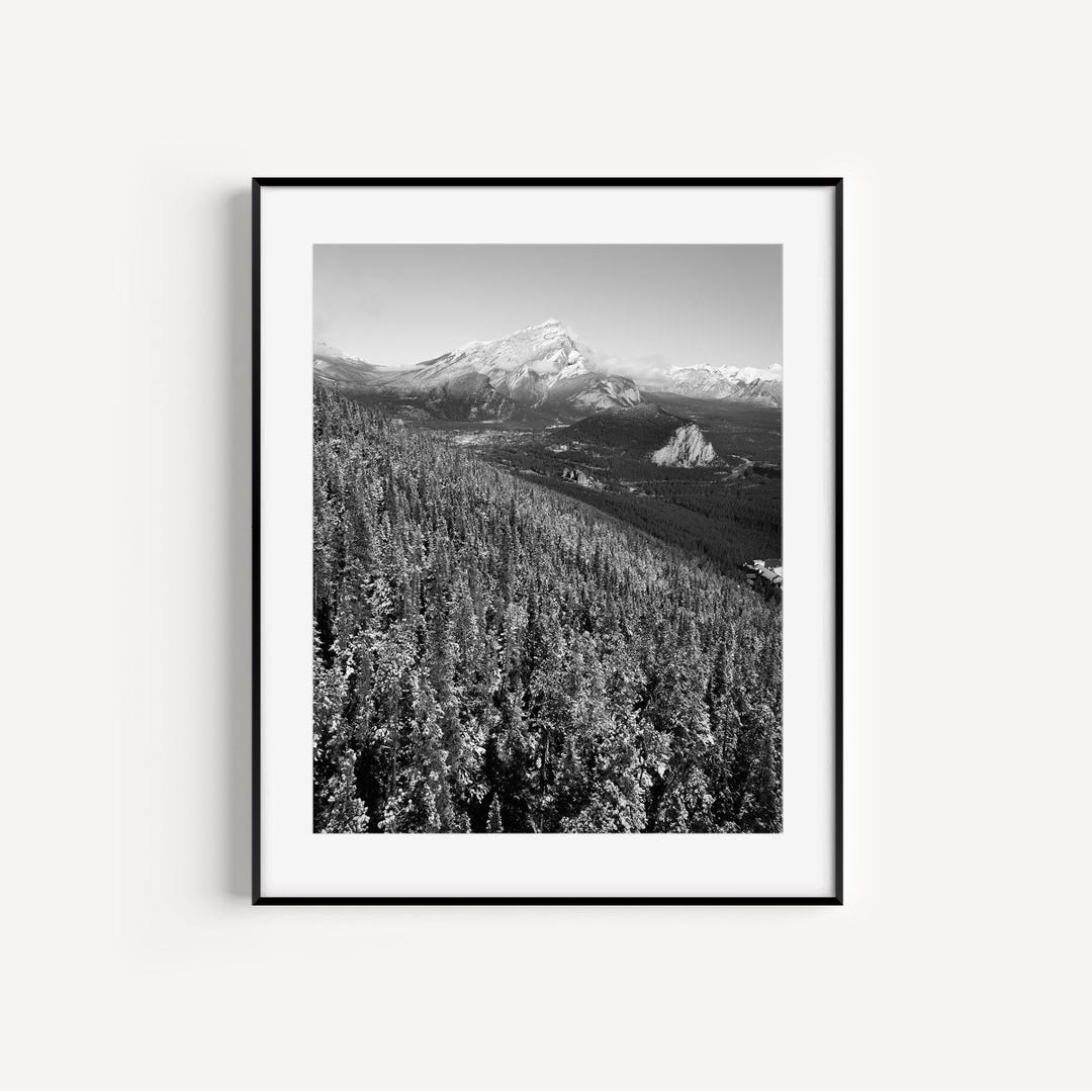 Banff National Park Print, Black and White Nature Photography, Rustic ...