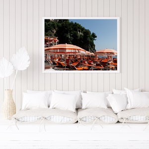 Arienzo Beach Club Amalfi Coast Orange Beach Umbrella Print