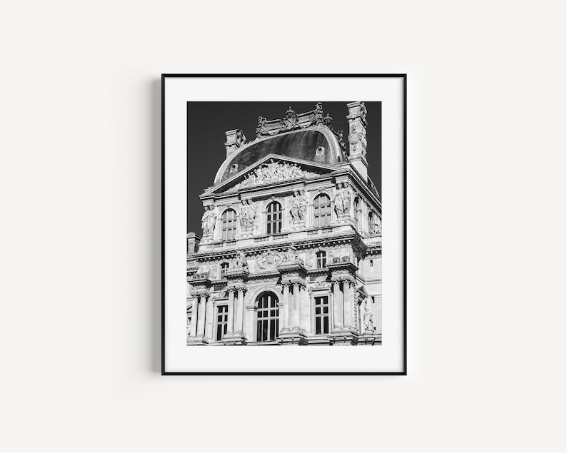 Black and white Louvre Museum Paris Photography Print