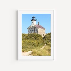 Block Island North Light lighthouse photography print taken on Block Island, Rhode Island. Nautical Rhode Island wall art. Coastal wall decor.