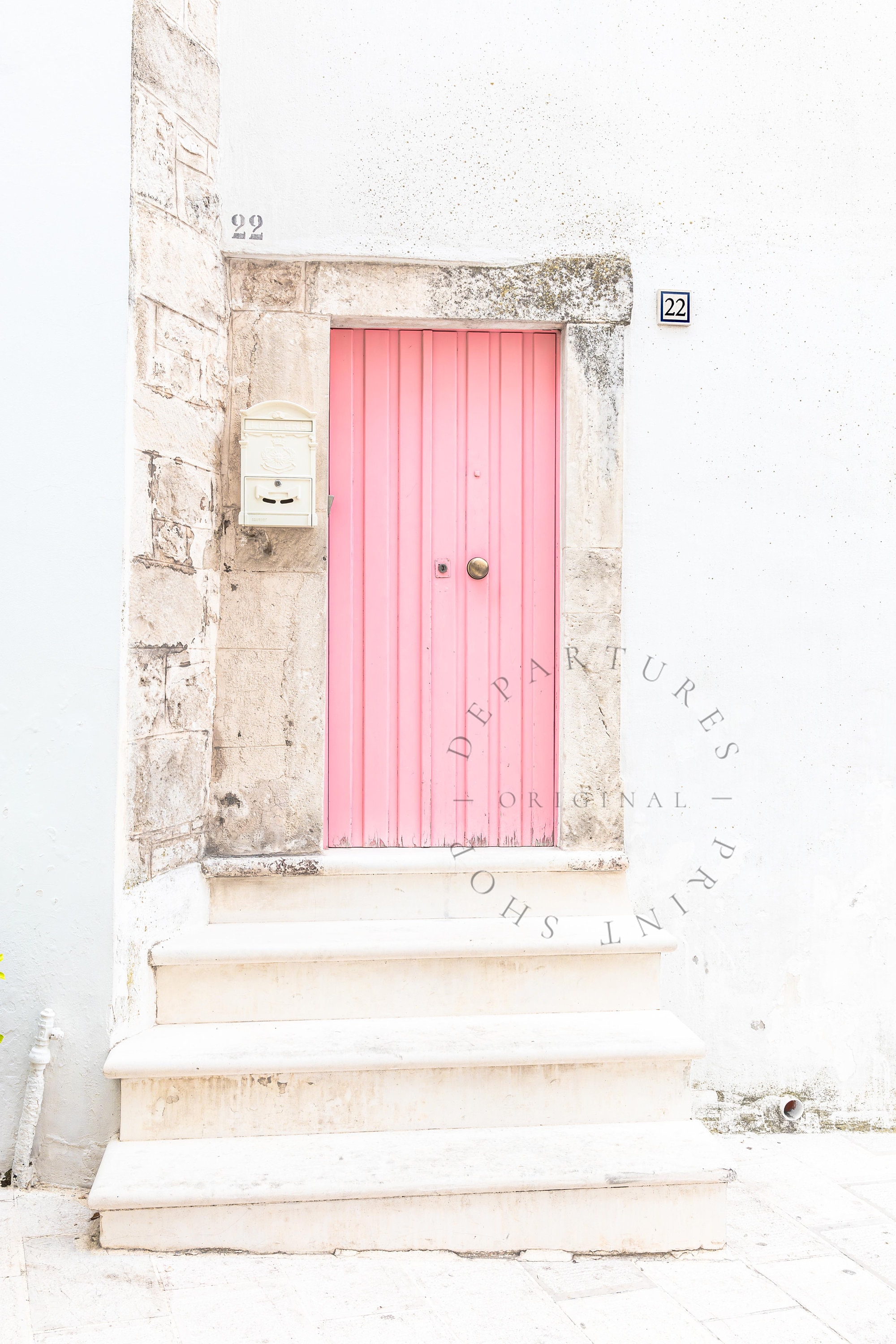 Pink Door Print, European Doorway, Pastel Pink Door Poster, Travel