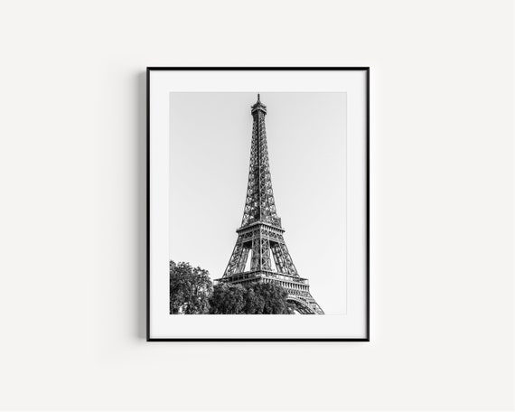 Eiffel Tower Print Black and White Paris Photography French | Etsy