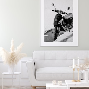 Black and white scooter in Italy photography print