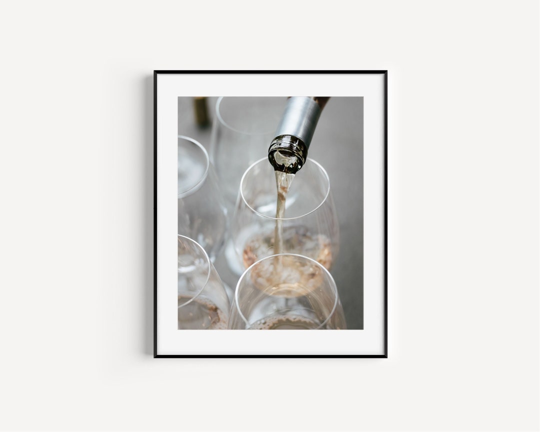 Bar Cart Wall Art, Neutral Wine Glass Print, Napa Valley Photography