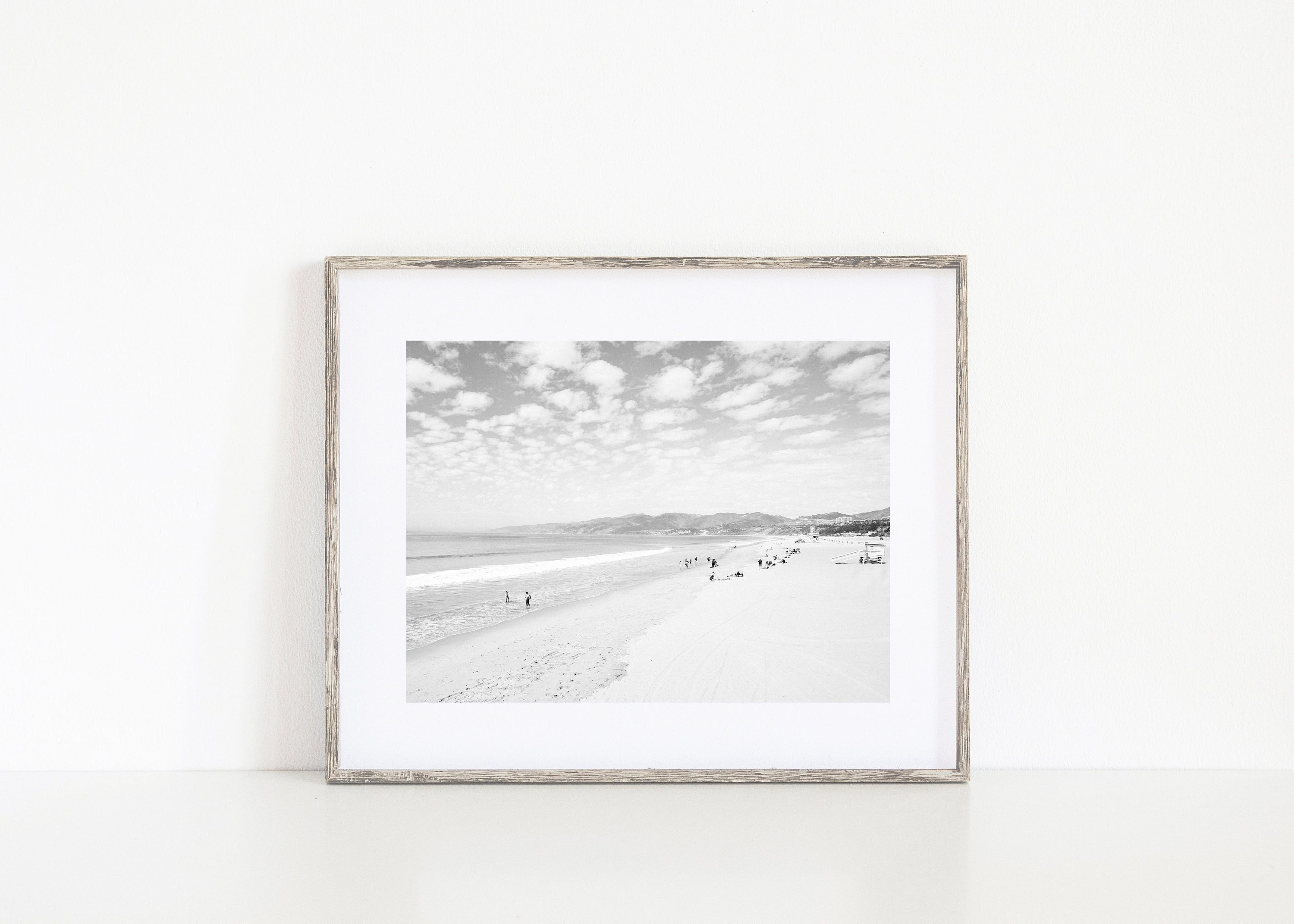 Black and White Beach Photography, Santa Monica California Travel Photography, Coastal Wall Art, Neutral Beach Wall Decor for Beach House