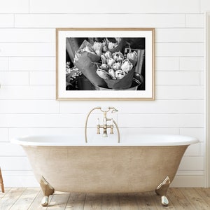 Black and White Flower Market Print, Tulips, Flower Wall Art, Botanical Art, Flower Photography, Floral Nursery Wall Decor, Girly Wall Art image 5