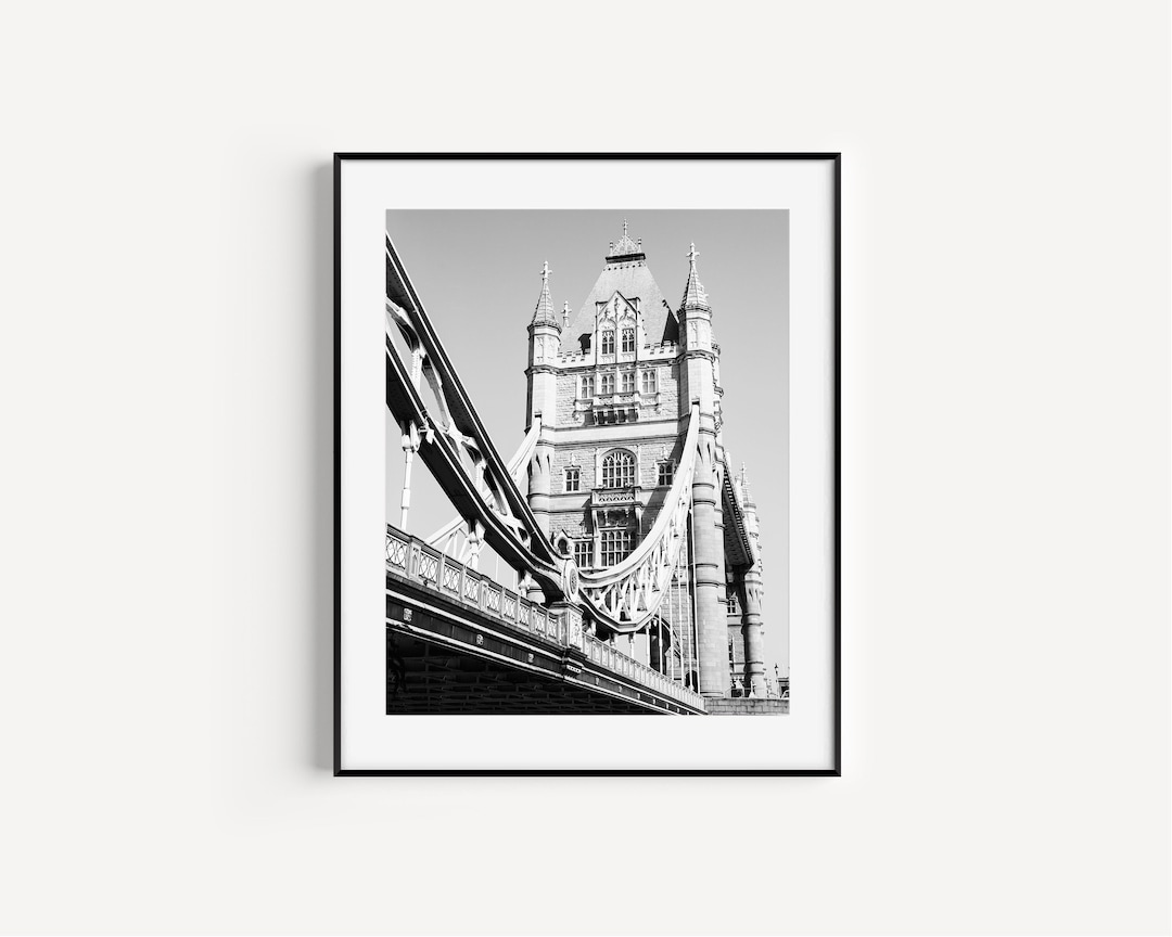 Black and White Tower Bridge Print, London Wall Decor, Travel