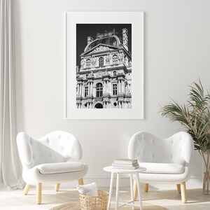 Black and white Louvre Museum Paris Photography Print
