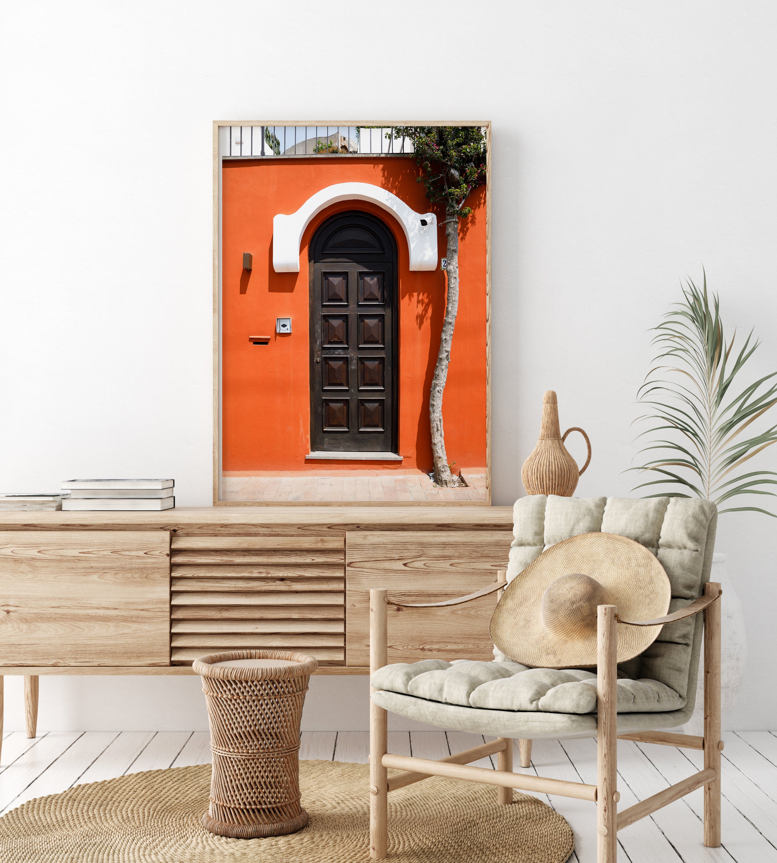 Italian Doorways Wall Art, Orange Door Art Print, Capri Italy