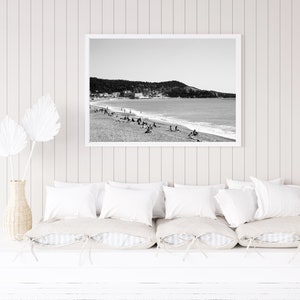 Black and White Beach Print, Nice France, South of France Coastal Wall ...