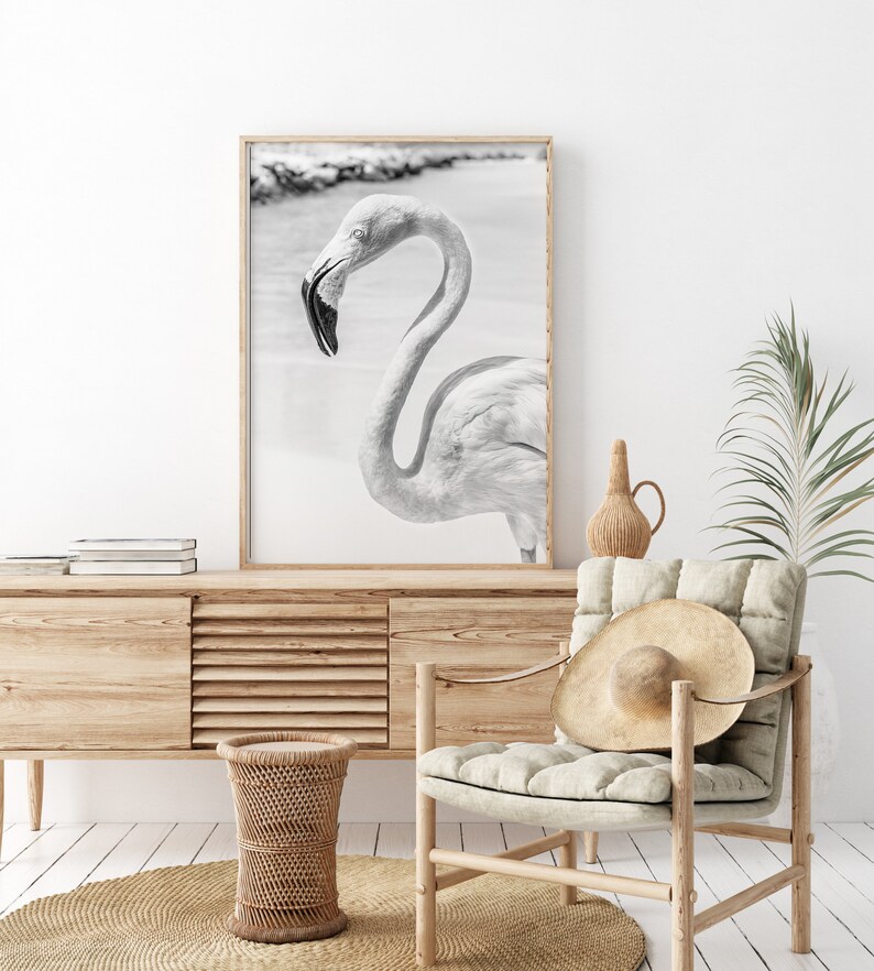 Flamingo Photography Print Black and White Flamingo Wall Art Etsy