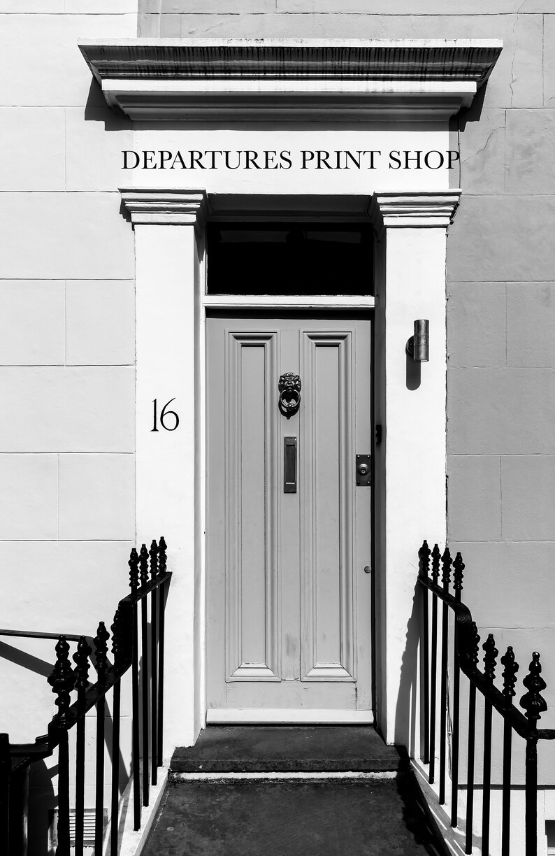 Black and white European doorway Notting Hill London photography print