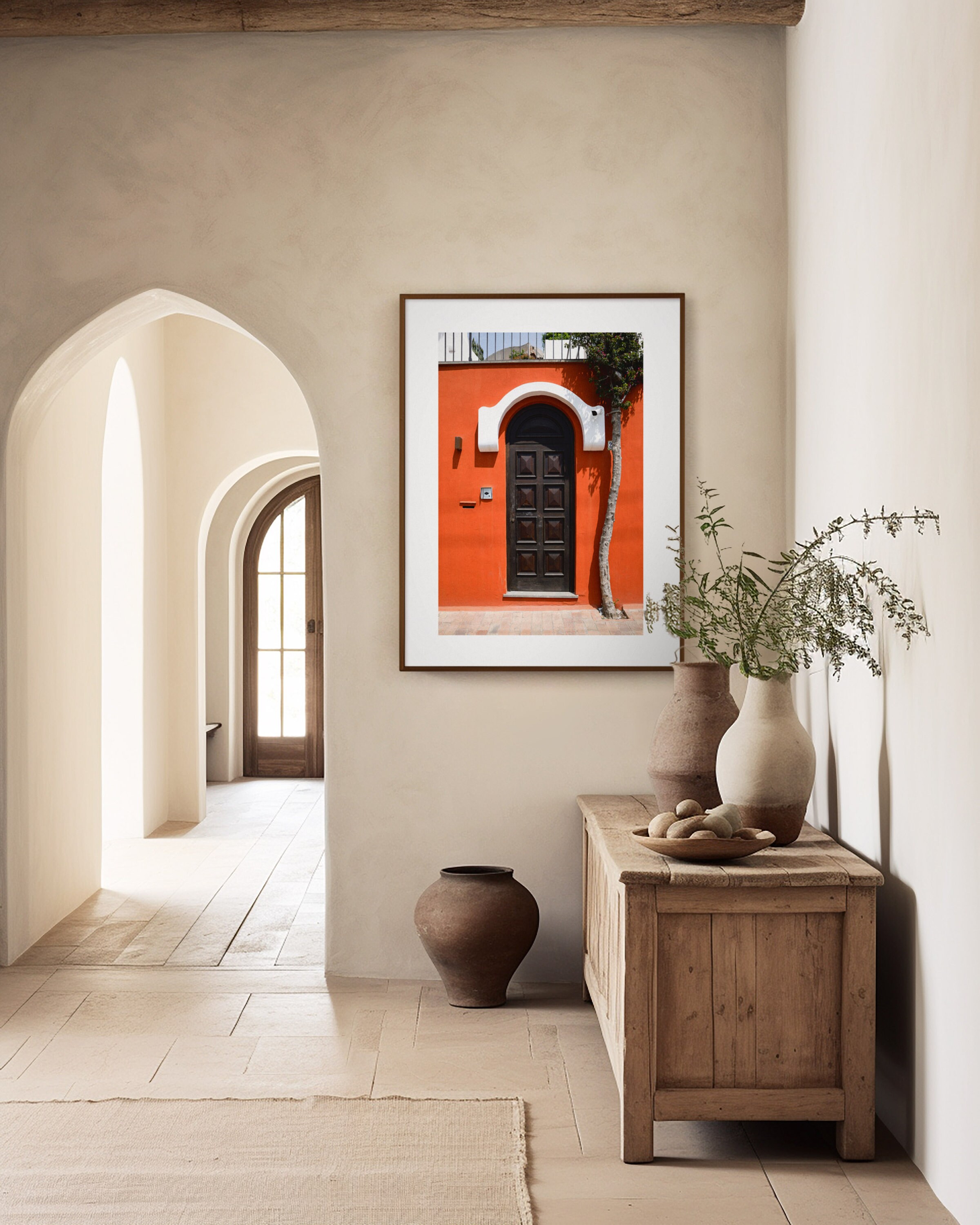 Italian Doorways Wall Art, Orange Door Art Print, Capri Italy