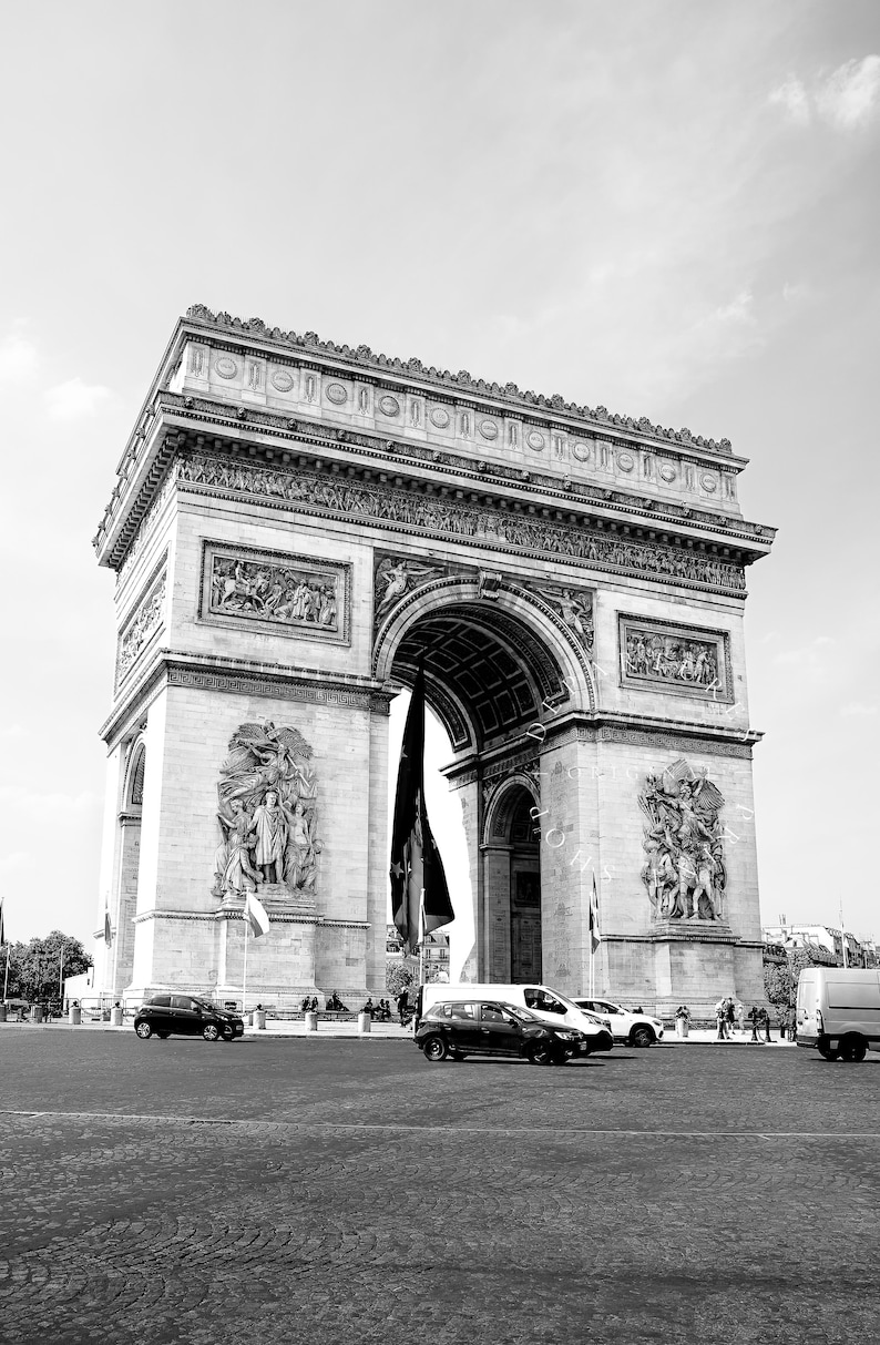 Arc De Triomphe Print, Black and White Paris Photography, Architecture ...