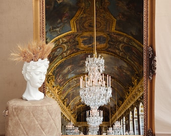 Impresión de lámpara de araña, Salón de los Espejos del Palacio de Versalles, Arte mural, Decoración francesa para el hogar, Fotografía de París, Arte de interiores de lujo, Decoración glamurosa para habitaciones.
