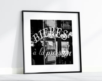 Square Paris Cafe Print, Black and White Paris Travel Photography, French Restaurant, Paris Cafe Street Art Wall Decor for Kitchen Wall Art