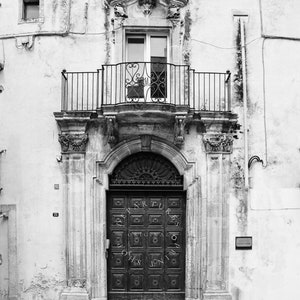 Black and white Italian doorway photography print.