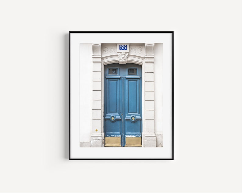 Paris Doorways, Blue Door Art Print, Paris Photography, Travel Wall Art, French Photography, Europe Travel Poster, Minimalist Large Wall Art image 1