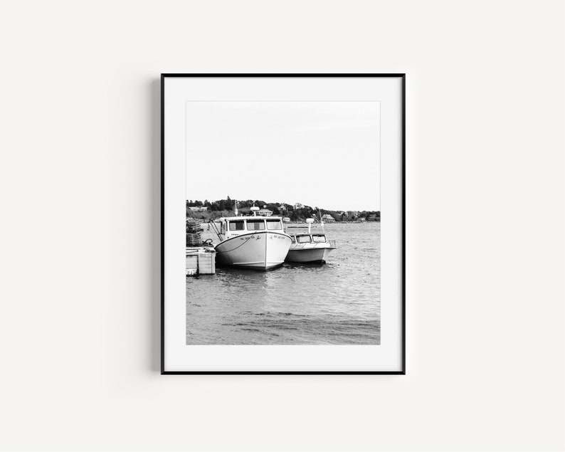 Black and white boat photography print taken in Martha's Vineyard