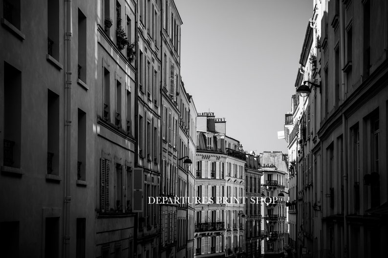 Black and White Paris Architecture Print, Montmartre, Europe Streets, France Poster, French Decor, European Travel Poster, Gallery Wall Art image 2