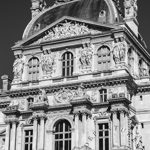 Black and white Louvre Museum Paris Photography Print