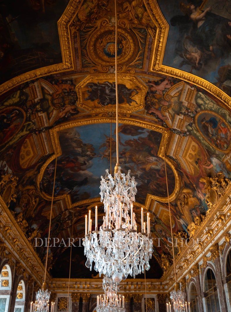 Chandelier Print Palace of Versailles Hall of Mirrors Home Etsy