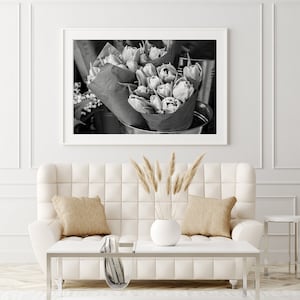 Black and White Flower Market Print, Tulips, Flower Wall Art, Botanical Art, Flower Photography, Floral Nursery Wall Decor, Girly Wall Art image 6