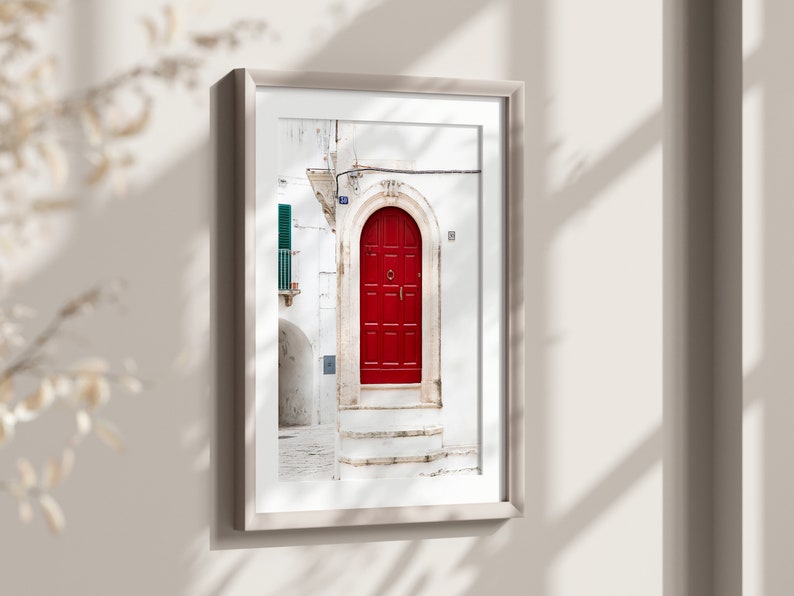 Red European Doorway photography print taken in Italy