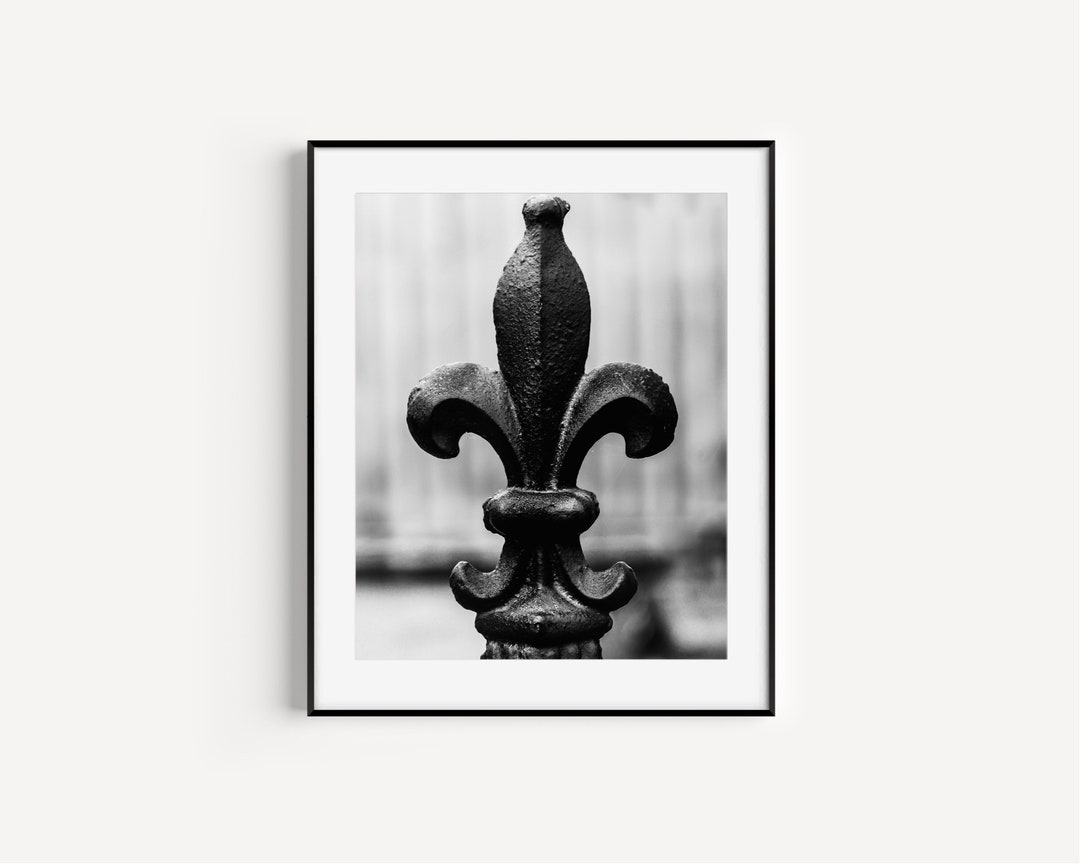 Fleur De Lis French Quarter Print, Black & White New Orleans Wall