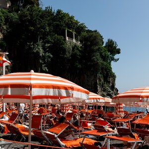 Arienzo Beach Club Amalfi Coast Orange Beach Umbrella Print