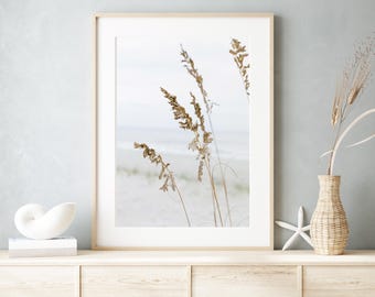 Sea Oats Print, Neutral Beach Photography, Coastal Wall Decor, Minimalist Sea Grass Wall Art, Beige Nature Decor, Beach Landscape Home Decor