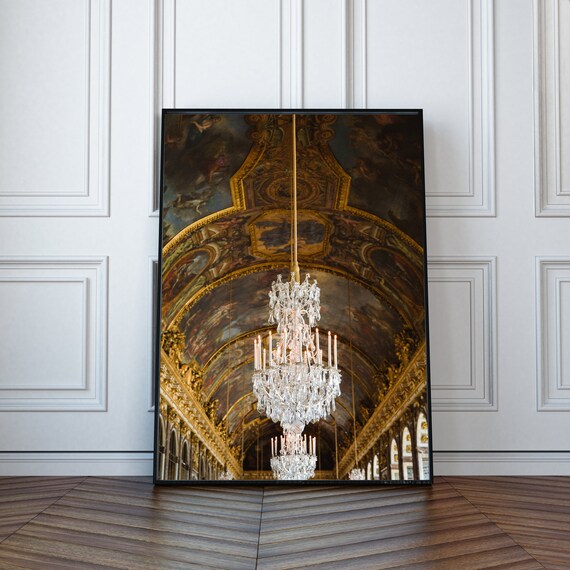 Palace of Versailles Hall of Mirrors Chandelier Print French
