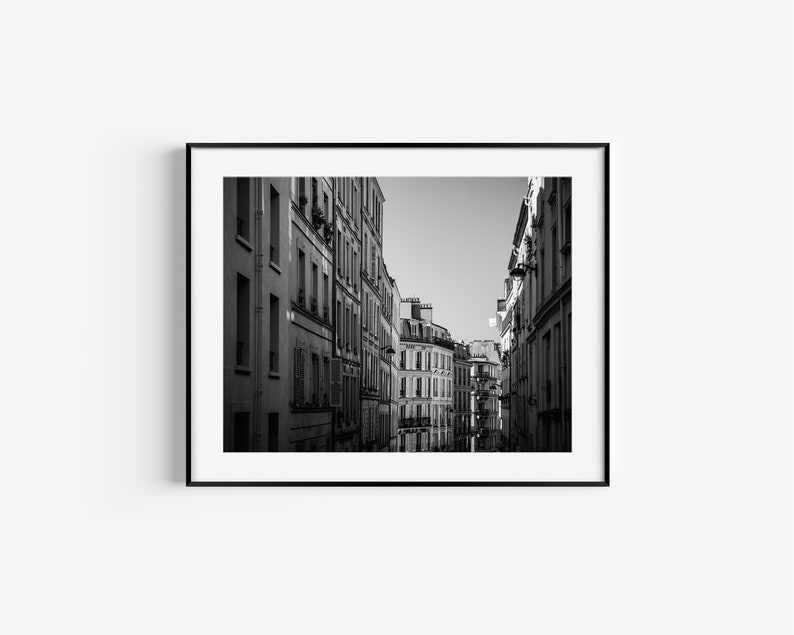 Black and White Paris Architecture Print, Montmartre, Europe Streets, France Poster, French Decor, European Travel Poster, Gallery Wall Art image 1