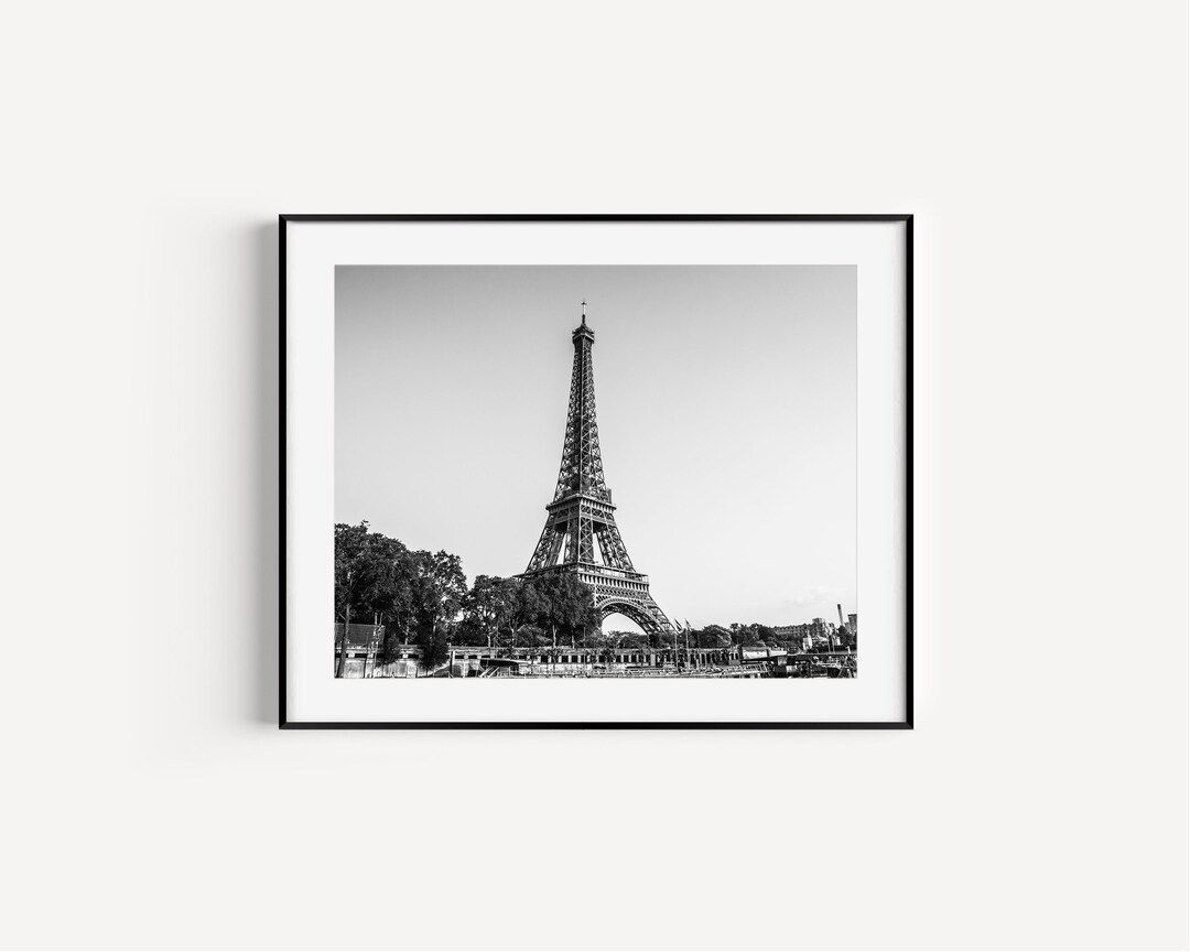 Black and White Paris Photography Eiffel Tower Print, France Wall Decor