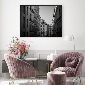 Black and White Paris Architecture Print, Montmartre, Europe Streets, France Poster, French Decor, European Travel Poster, Gallery Wall Art image 4