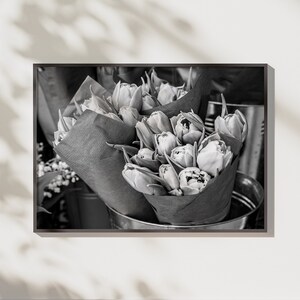 Black and White Flower Market Print, Tulips, Flower Wall Art, Botanical Art, Flower Photography, Floral Nursery Wall Decor, Girly Wall Art image 8