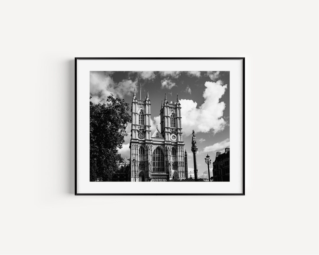 Westminster Abbey, London Print, Black and White London Travel