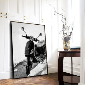 Black and white scooter in Italy photography print