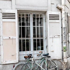 Neutral bike print taken in the charming Montmartre neighborhood in Paris, France.