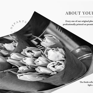 Black and White Flower Market Print, Tulips, Flower Wall Art, Botanical Art, Flower Photography, Floral Nursery Wall Decor, Girly Wall Art image 3