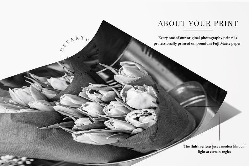 Black and White Flower Market Print, Tulips, Flower Wall Art, Botanical Art, Flower Photography, Floral Nursery Wall Decor, Girly Wall Art image 3