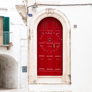 Red European Doorway photography print taken in Italy