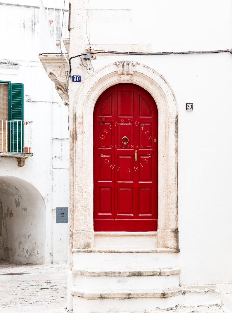 Red European Doorway photography print taken in Italy