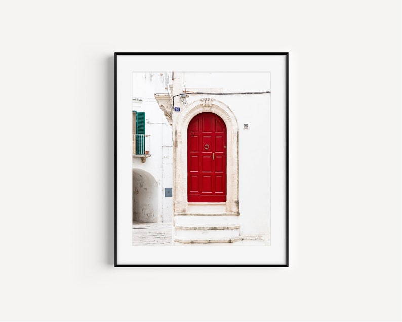 Red European Doorway photography print taken in Italy