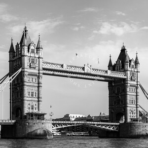 Black and white Tower Bridge of London photography print