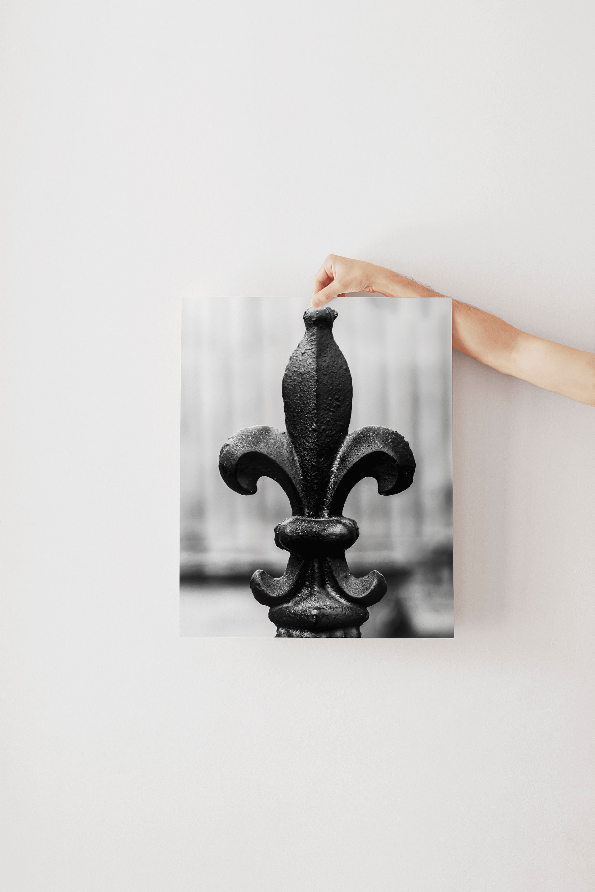Fleur De Lis French Quarter Print, Black & White New Orleans Wall